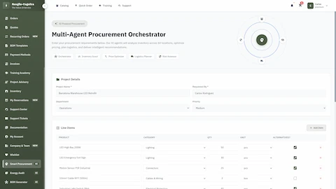 AI Quote Intelligence & Procurement Optimizer interface