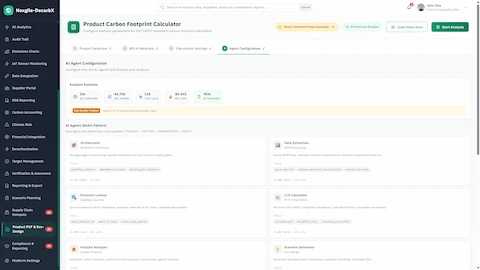 Product Carbon Footprint (PCF) Analysis Agent interface