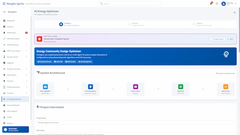 Renewable Energy Community Optimizer interface