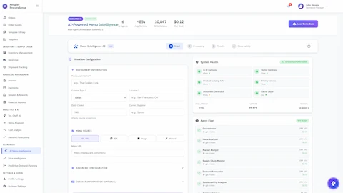 AI-Powered Menu Intelligence & Proposal Generation interface
